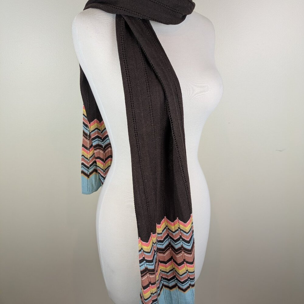 Vintage Y2K Missoni for Target Chevron Pattern Zigzag Brown and Turquoise Scarf